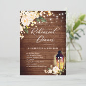 Hout Blush Rozen & Lantern repetitie Dinner Kaart (Staand voorkant)