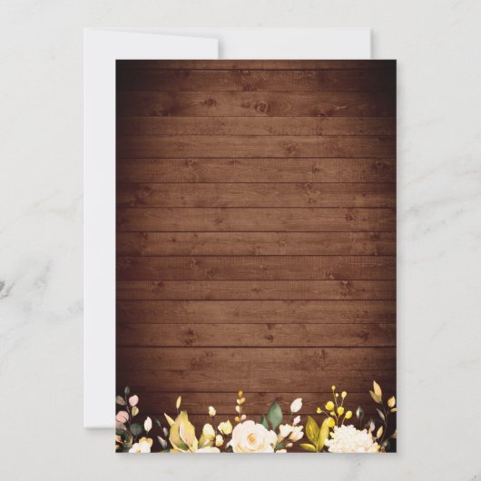 Hout Blush Rozen Lantern Rustic Waterverf bruiloft Kaart (Achterkant)