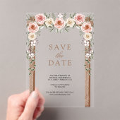 Hout Boho Floral Canopy Wedding Save the Date Acryl Uitnodigingen (Insitu (Draagbaar))