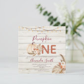 Hout Boho Pampas Gras Pompoen Is Eén Verjaardag Kaart (Staand voorkant)