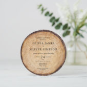 Hout boom stomp schuur QR code alles in een bruilo Kaart (Staand voorkant)