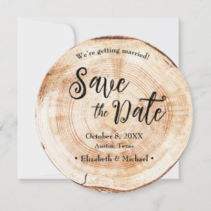 Hout boomstam Rustic Wedding Save the date foto Kaart