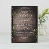 Hout Botanische bladeren en Greenery bruiloft Uitn Kaart (Staand voorkant)