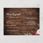 Hout Bourgogne Bloemen Mason Jar String Lights RSV Uitnodiging Briefkaart (Achterkant)