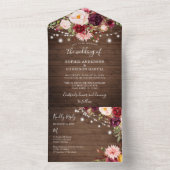 Hout Bourgogne Floral licht rotsvast overal in All In One Uitnodiging (Binnen)