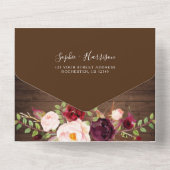 Hout Bourgogne Floral licht rotsvast overal in All In One Uitnodiging (Achterkant)