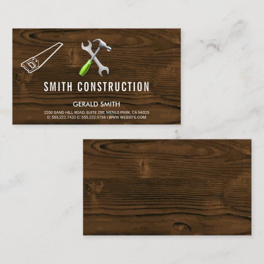 Hout | Bouwtimmerwerk | Bouwer Visitekaartje (Voorkant / Achterkant)