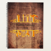 Hout bruin goud gereedschap huis reparaties bedrij planner (Voorkant)