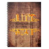 Hout bruin gouden gereedschap thuis reparaties bed notitieboek (Voorkant)