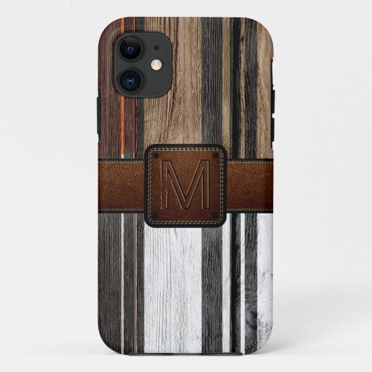  hout Bruin leder Kijk uit Case-Mate iPhone Case (Achterkant)