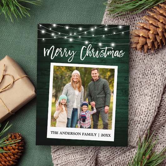 Hout Brush Script Instant Camera Kerstmis foto Briefkaart