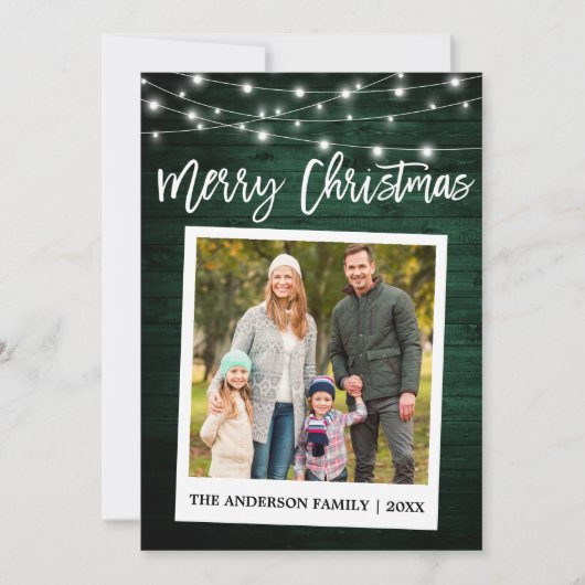 Hout Brush Script Instant Camera Kerstmis foto Feestdagenkaart (Voorkant)