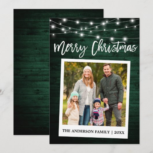Hout Brush Script Instant Camera Kerstmis foto Feestdagenkaart (Voorkant / Achterkant)