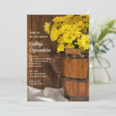 Hout Bucket en Yellow Daisies Quinceañera Party Kaart (Staand voorkant)