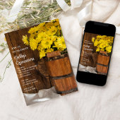 Hout Bucket en Yellow Daisies Quinceañera Party Kaart