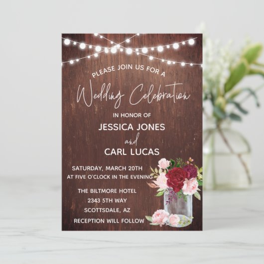 Hout Burgundy Blush Roze roze roze roze argellicht Kaart (Staand voorkant)