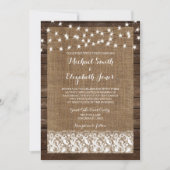 Hout Burlap Lace Rustic Wedding Invitting Kaart (Voorkant)
