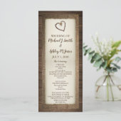 Hout, Burlap & Twine hart bruiloft programma Programmakaart (Staand voorkant)