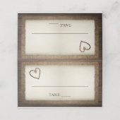 Hout, Burlap & Twine Hart Trouwplaats Kaarten Plaatskaartje (Buitenkant ongevouwen)