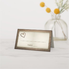 Hout, Burlap & Twine Hart Trouwplaats Kaarten Plaatskaartje