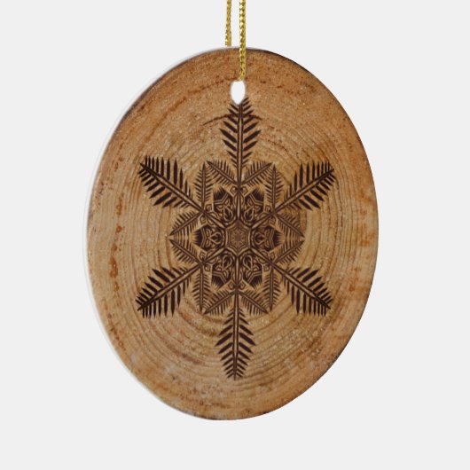 Hout Burn Snowflake Keramisch Ornament (Rechts)