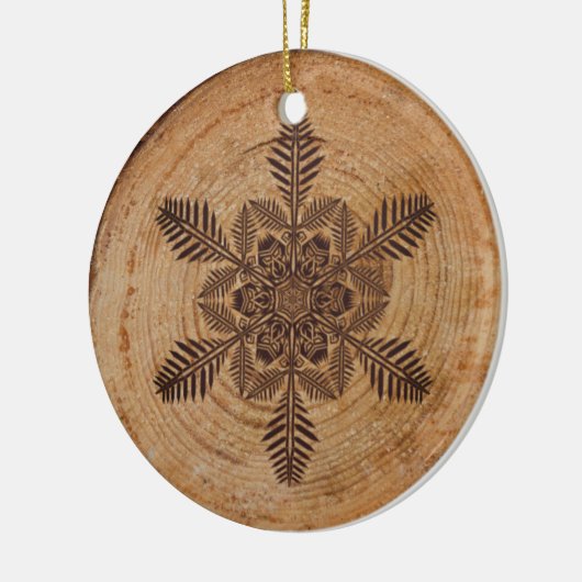 Hout Burn Snowflake Keramisch Ornament (Links)