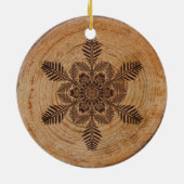 Hout Burn Snowflake Keramisch Ornament (Achterkant)