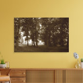 Hout, Bute Park Cardiff - Sepia toned Canvas Afdruk (Insitu (Woonkamer))