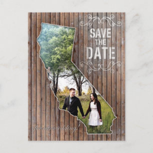 hout Californië sparen de datum Aankondigingskaart