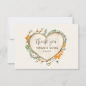 Hout Carving Rustic Herfst Wildflower Weddenschap Bedankkaart (Voorkant)