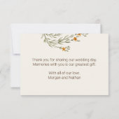 Hout Carving Rustic Herfst Wildflower Weddenschap Bedankkaart (Achterkant)