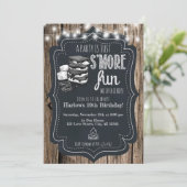 Hout Chalkboard Rustic S'mores Party Birthday Kaart (Staand voorkant)