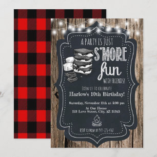 Hout Chalkboard Rustic S'mores Party Birthday Kaart