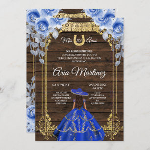 Hout Charro - Navy Rozen Princess Mis Quince Kaart