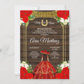 Hout Charro - Red Princess Mis Quince Invitation Kaart (Voorkant)