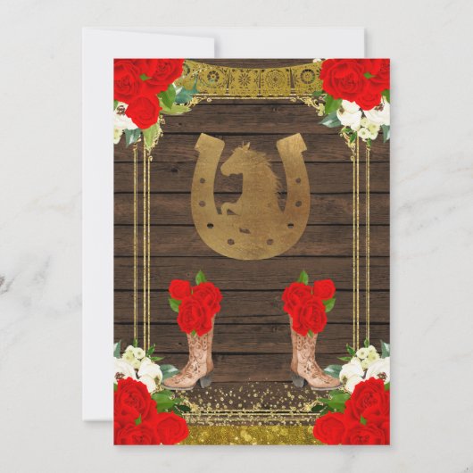 Hout Charro - Red Princess Mis Quince Invitation Kaart (Achterkant)