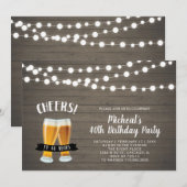 Hout Cheers, Bier 40e/50e Verjaardagsfeestje Kaart (Voorkant / Achterkant)