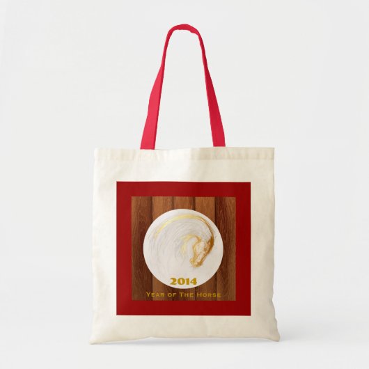 Hout Chinese paarden Jaar dierentuin Birthday Canv Tote Bag (Voorkant)