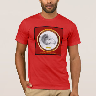 Hout Chinese Ram Year Zodiac Mannen T-shirt 3