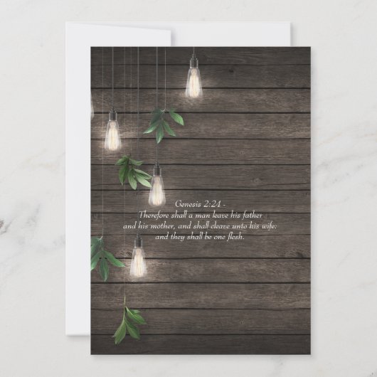 Hout Christelijke Godsdienstige Huwelijksuitnodigi Kaart (Achterkant)