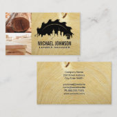 hout | cirkelzaag | City Skyline Visitekaartje (Voorkant / Achterkant)