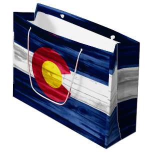 Hout Colorado vlag grote gift bag Large Cadeautasje