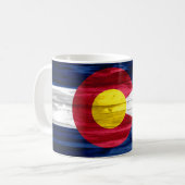 Hout Colorado vlag rustige koffiebeker mok (Voorkant links)
