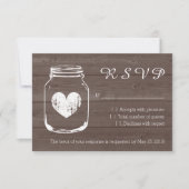 Hout country chic mason jar RSVP trouwkaarten (Voorkant)