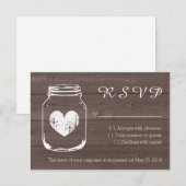 Hout country chic mason jar RSVP trouwkaarten (Voorkant / Achterkant)