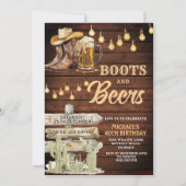 Hout Cowboy Boots & Beers Volwassen Verjaardagsfee Kaart (Voorkant)