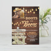 Hout Cowboy Boots & Beers Volwassen Verjaardagsfee Kaart (Staand voorkant)