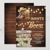 Hout Cowboy Boots & Beers Volwassen Verjaardagsfee Kaart (Voorkant / Achterkant)