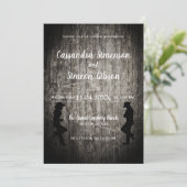 Hout Cowboy, Cowgirl Rustic Wedding Day Kaart (Staand voorkant)