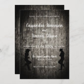 Hout Cowboy, Cowgirl Rustic Wedding Day Kaart (Voorkant / Achterkant)